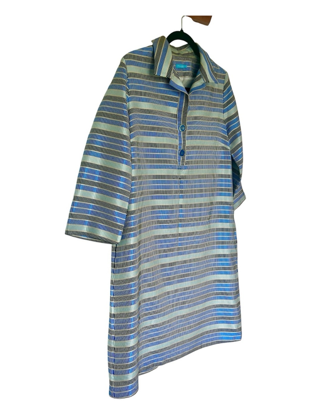 J. McLaughlin Collared Blue Striped Metal Button Dress Size S - Picture 4 of 11